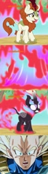 Size: 515x1851 | Tagged: safe, edit, edited screencap, imported from derpibooru, screencap, autumn blaze, kirin, nirik, sounds of silence, comic, dragon ball, dragon ball z, screencap comic, shocked, super saiyan, super saiyan blue kaioken x20, vegeta