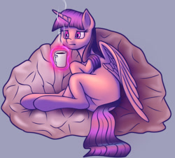 Size: 2199x1990 | Tagged: safe, artist:stratodraw, imported from derpibooru, twilight sparkle, alicorn, pony, coffee mug, female, mare, missing cutie mark, mug, solo, twilight sparkle (alicorn)