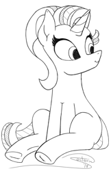 Size: 1105x1701 | Tagged: safe, artist:soctavia, imported from derpibooru, starlight glimmer, pony, unicorn, cute, female, happy, mare, sitting, sketch, solo