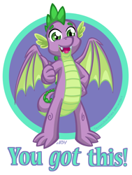 Size: 720x950 | Tagged: safe, artist:texasuberalles, imported from derpibooru, part of a set, spike, dragon, claws, looking at you, male, solo, thumbs up, winged spike, wings, you got this