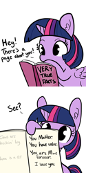 Size: 1280x2560 | Tagged: safe, artist:tjpones, artist:tjpones edits, edit, editor:corpulentbrony, imported from derpibooru, twilight sparkle, alicorn, pony, book, bronybait, cute, drawing, encouragement, facts, female, heck, hol up, mare, not creepy, positive ponies, simple background, twilight sparkle (alicorn), very true facts, white background, wholesome