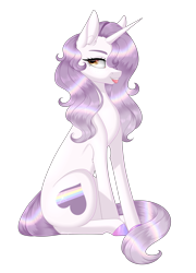 Size: 2105x2921 | Tagged: safe, artist:ohhoneybee, imported from derpibooru, oc, oc only, oc:holly glamorosa, pony, unicorn, female, mare, simple background, sitting, solo, tongue out, transparent background