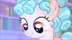 Size: 1200x675 | Tagged: safe, imported from derpibooru, screencap, cozy glow, pegasus, pony, what lies beneath, book, bookshelf, female, filly, pure concentrated unfiltered evil of the utmost potency, pure unfiltered evil, solo