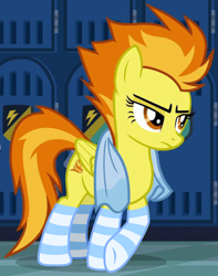 Size: 2331x2953 | Tagged: safe, artist:earth_pony_colds, edit, edited screencap, imported from derpibooru, screencap, spitfire, pony, clothes, female, photoshop, socks, solo, striped socks