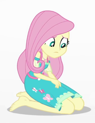 Size: 512x668 | Tagged: safe, edit, edited screencap, editor:grapefruitface, imported from derpibooru, screencap, fluttershy, equestria girls, equestria girls series, rollercoaster of friendship, barefoot, clothes, cropped, feet, female, fetish, foot fetish, geode of fauna, solo