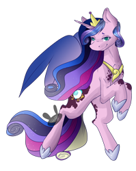 Size: 1024x1284 | Tagged: safe, artist:amenhonestly, imported from derpibooru, princess cadance, princess luna, alicorn, pony, commission, commissioner:bigonionbean, female, fusion, hoof shoes, mare, simple background, solo, transparent background