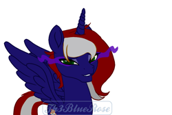 Size: 1024x687 | Tagged: safe, alternate version, artist:php114, deleted from derpibooru, imported from derpibooru, oc, oc only, oc:paradox (th3bluerose), oc:time vortex (northerndawn), oc:time vortex (th3bluerose), alicorn, pony, alicorn oc, base used, female, lip bite, mare, obtrusive watermark, solo, sombra eyes, watermark