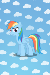 Size: 640x960 | Tagged: safe, artist:lilcinnamon, artist:t-dijk, imported from derpibooru, rainbow dash, pegasus, pony, cloud, female, iphone wallpaper, mare, phone wallpaper, raised eyebrow, smiling, smirk, solo, vector, wallpaper