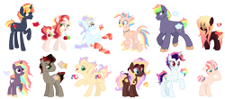 Size: 5040x2224 | Tagged: safe, artist:gr0ttie, imported from derpibooru, oc, oc only, oc:adventurious, oc:big buck, oc:bubble wand, oc:cherry sorbet, oc:chili chocolate, oc:plot hole, oc:priceless, oc:spring loving, oc:sunrise spectrum, oc:swishing sap, oc:twister, oc:vampiric messanger, classical hippogriff, earth pony, hippogriff, pegasus, pony, unicorn, adoptable, base used, clothes, colored wings, colored wingtips, crack ship offspring, female, magical lesbian spawn, male, mare, offspring, parent:applejack, parent:big macintosh, parent:cherry jubilee, parent:doctor caballeron, parent:fancypants, parent:fluttershy, parent:king sombra, parent:pinkie pie, parent:princess celestia, parent:princess skystar, parent:rainbow dash, parent:rarity, parent:saffron masala, parent:sunset shimmer, parent:tempest shadow, parent:twilight sparkle, parents:applleron, parents:cherryjack, parents:rainbowmac, parents:rarijack, parents:raripants, parents:saffronpie, parents:skypie, parents:sombrashy, parents:sunsetsparkle, parents:tempestdash, parents:twilestia, parents:twishy, rainbow hair, raised hoof, simple background, socks, stallion, striped socks, transgender, transparent background, unshorn fetlocks