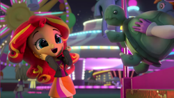 Size: 1920x1080 | Tagged: safe, imported from derpibooru, sunset shimmer, tank, equestria girls, cute, doll, equestria girls minis, fangirling, fun at the theme park, official, shimmerbetes, theme park, toy, youtube link