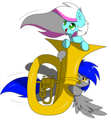 Size: 720x820 | Tagged: safe, artist:llhopell, imported from derpibooru, oc, oc only, oc:hope(llhopell), oc:soffy, hoffy, musical instrument, musician, simple background, transparent background, tuba