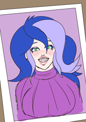 Size: 1060x1500 | Tagged: safe, artist:annon, imported from derpibooru, princess luna, human, equestria girls, adorkable, bimbo, bimbo luna, braces, cute, dork, female, humanized, solo