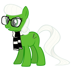 Size: 2667x2667 | Tagged: safe, artist:breadking, imported from derpibooru, oc, oc only, oc:shamrock soda, earth pony, pony, clothes, female, glasses, mare, scarf, simple background, solo, transparent background, vector