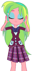 Size: 4113x9000 | Tagged: safe, artist:famousmari5, imported from derpibooru, lemon zest, equestria girls, friendship games, absurd resolution, blooper, clothes, crystal prep academy uniform, cute, eyes closed, female, headphones, listening, music, necktie, pleated skirt, school uniform, simple background, skirt, smiling, solo, transparent background