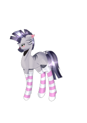 Size: 2894x4093 | Tagged: safe, artist:fierkedeath, imported from derpibooru, oc, oc only, oc:zebra north, pony, zebra, blushing, clothes, femboy, male, simple background, socks, solo, stallion, striped socks, transparent background, zebra femboy, zebra oc