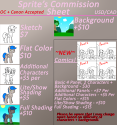 Size: 3000x3200 | Tagged: safe, artist:spritepony, imported from derpibooru, trixie, oc, oc:sprite, alicorn, advertisement, alicorn oc, commission chart, text