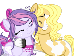 Size: 1065x811 | Tagged: safe, artist:aledera, imported from derpibooru, oc, oc only, oc:ivory, oc:lilac lilies, earth pony, pegasus, pony, base used, female, hug, mare, nuzzling, simple background, squishy cheeks, transparent background