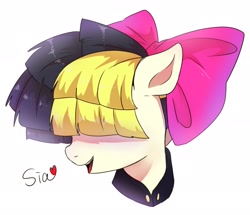 Size: 1907x1639 | Tagged: safe, artist:hosikawa, imported from derpibooru, songbird serenade, pegasus, pony, my little pony: the movie, bow, bust, female, hair bow, mare, sia (singer), simple background, solo, white background