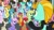 Size: 1920x1080 | Tagged: safe, imported from derpibooru, screencap, air way, apple polish, berry blend, berry bliss, blue october, blueberry muffin, carrot top, cherry spices, cloverbelle, cocoa caliente, dee six, gallus, golden grove, golden harvest, lightning dust, lucky charm (g4), magnet bolt, octavia melody, pearly whites, peppermint goldylinks, rainbowshine, ruby pinch, silverstream, smolder, spring melody, sprinkle medley, star bright, twinkleshine, dragon, earth pony, griffon, hippogriff, pegasus, pony, unicorn, the washouts (episode), background pony, beak, bowtie, cheerleader belle, claws, clothes, cutie mark, discovery family logo, eyes closed, female, friendship student, horn, jewelry, male, mare, necklace, necktie, open mouth, purple storm, raised hoof, ribbon, shirt, sitting, smiling, stallion, sweater vest, uniform, unnamed character, unnamed pony, washouts uniform, wings