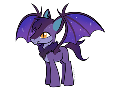 Size: 4134x2953 | Tagged: safe, artist:earth_pony_colds, imported from derpibooru, oc, oc only, oc:chroma marrou, bat, bat pony, pony, furry to pony, purple, simple background, solo, stars, white background