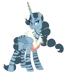 Size: 533x598 | Tagged: safe, artist:f2u-mlp-vectors, idw, imported from derpibooru, queen parabola, alicorn, zebra, zebra alicorn, ear piercing, earring, female, horn ring, idw showified, jewelry, mare, piercing, simple background, solo, transparent background, vector