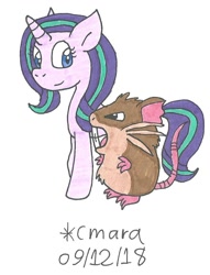 Size: 733x960 | Tagged: safe, artist:cmara, imported from derpibooru, starlight glimmer, raticate, crossover, pokémon, traditional art