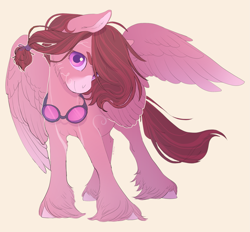Size: 1815x1682 | Tagged: safe, artist:amphoera, imported from derpibooru, oc, oc only, oc:snowlight, pony, goggles, looking at you, markings, simple background, solo, spread wings, unshorn fetlocks, wings