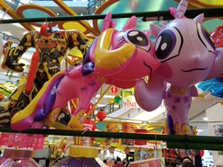 Size: 4032x3016 | Tagged: safe, imported from derpibooru, photographer:horsesplease, princess cadance, inflatable pony, big eyes, bootleg, bumblebee, bumblebee (transformers), clash of hasbro's titans, faic, inflatable, inflatable toy, lantern, large eyes, malaysia, mid-autumn festival, transformers