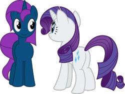 Size: 8525x6400 | Tagged: safe, artist:parclytaxel, imported from derpibooru, rarity, oc, oc:thunder glade, pony, unicorn, .svg available, absurd resolution, alternate hairstyle, butt, commission, female, makeover, male, mare, plot, simple background, stallion, transparent background, vector