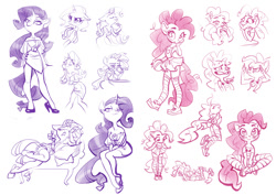 Size: 1024x726 | Tagged: safe, artist:holivi, imported from derpibooru, pinkie pie, rarity, anthro, cute, diapinkes, female, marshmelodrama, ponk, raribetes, sketch, sketch dump