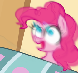 Size: 853x800 | Tagged: safe, artist:colochenni, imported from derpibooru, pinkie pie, earth pony, pony, /mlp/, 4chan, colored, drawthread, female, funny, mare, meme, motion blur, ponified animal photo, ponified meme, ponk, reaction image, solo