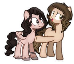 Size: 842x728 | Tagged: safe, artist:theapplebeauty, imported from derpibooru, oc, oc only, oc:carmen, oc:vanessa, earth pony, pegasus, pony, base used, female, mare, simple background, transparent background