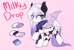 Size: 900x611 | Tagged: safe, artist:cabbage-arts, imported from derpibooru, oc, oc only, oc:milky drop, bat pony, pony, bat pony oc, female, mare, raised hoof, solo