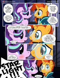 Size: 1275x1650 | Tagged: safe, artist:dsana, imported from derpibooru, starlight glimmer, sunburst, pony, unicorn, comic:the shadow shard, blushing, comic, dialogue, female, floppy ears, imminent kissing, male, mare, moment killer, oh come on, shipping, starburst, straight