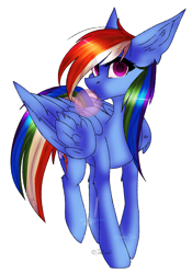 Size: 748x1068 | Tagged: dead source, safe, artist:jun1313, artist:sketchykohaidraws, imported from derpibooru, rainbow dash, pegasus, pony, big ears, bubblegum, cutie mark, female, food, gum, looking at you, mare, open collaboration, simple background, solo, transparent background