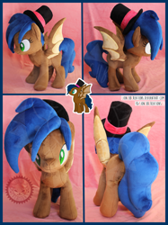 Size: 2500x3336 | Tagged: safe, artist:lioncubcreations, imported from derpibooru, oc, oc only, bat pony, pony, bat pony oc, hat, plushie, solo, top hat