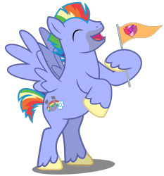 Size: 4000x4300 | Tagged: safe, artist:mundschenk85, artist:parclytaxel, imported from derpibooru, bow hothoof, pegasus, pony, eyes closed, flag, male, open mouth, show accurate, simple background, solo, stallion, transparent background