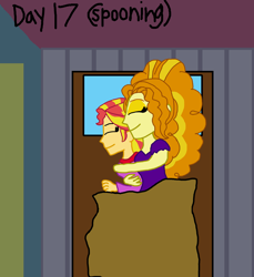 Size: 2000x2186 | Tagged: safe, artist:ktd1993, imported from derpibooru, adagio dazzle, sunset shimmer, equestria girls, 30 day otp challenge, cuddling, female, lesbian, shipping, sleeping, spooning, sunsagio