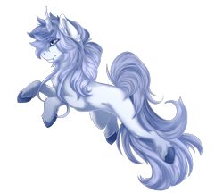 Size: 1614x1395 | Tagged: safe, artist:requiem♥, imported from derpibooru, oc, oc only, oc:ezekiel, pony, unicorn, blue eyes, blue mane, chest fluff, ear fluff, fangs, fluffy, hooves, long mane, long tail, male, simple background, transparent background, white fur