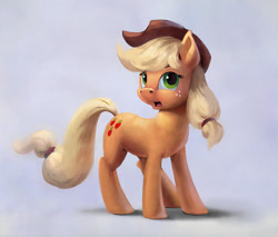 Size: 1200x1023 | Tagged: safe, artist:jotun22, imported from derpibooru, applejack, earth pony, pony, female, freckles, mare, open mouth, ponytail, simple background, solo