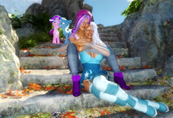 Size: 3800x2600 | Tagged: safe, artist:axel-doi, imported from derpibooru, starlight glimmer, trixie, human, 3d, clothes, female, humanized, lesbian, panties, shipping, startrix, underwear