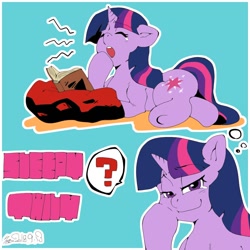 Size: 1000x1000 | Tagged: safe, artist:sozglitch, imported from derpibooru, twilight sparkle, pony, unicorn, book, female, mare, solo, yawn