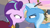 Size: 1920x1080 | Tagged: safe, imported from derpibooru, screencap, starlight glimmer, trixie, pony, unicorn, road to friendship, angry, clothes, discovery family logo, duo, ears back, eye contact, female, floppy ears, looking at each other, mare, messy mane, narrowed eyes, nose to nose, nose wrinkle, robe, stare, stare down, stick