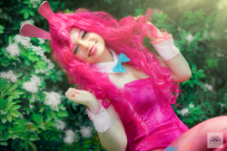 Size: 1024x683 | Tagged: safe, artist:erincp, imported from derpibooru, pinkie pie, human, bunny ears, bunny suit, clothes, cosplay, costume, cuffs (clothes), irl, irl human, photo, solo