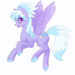 Size: 1199x1200 | Tagged: safe, anonymous artist, imported from derpibooru, cloudchaser, pegasus, pony, /mlp/, beautiful, colored hooves, colored pupils, drawthread, ear fluff, female, flying, frog (hoof), looking at you, mare, open mouth, profile, simple background, smiling, solo, spread wings, underhoof, unshorn fetlocks, white background, wings