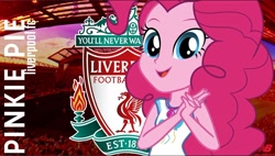 Size: 1266x719 | Tagged: safe, imported from derpibooru, pinkie pie, equestria girls, equestria girls series, anfield, cute, diapinkes, liverpool, liverpool fc, looking at you, open mouth