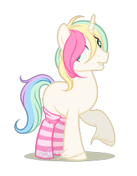 Size: 1598x2052 | Tagged: safe, artist:aledera, imported from derpibooru, oc, oc only, oc:rainbow drops, pony, unicorn, clothes, lip bite, male, simple background, socks, solo, stallion, striped socks, transparent background