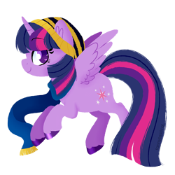 Size: 1500x1500 | Tagged: safe, alternate version, artist:fannytastical, imported from derpibooru, part of a set, twilight sparkle, alicorn, pony, clothes, cute, female, hat, scarf, simple background, solo, sticker, transparent background, twilight sparkle (alicorn)