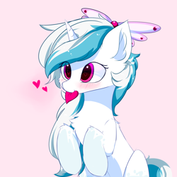 Size: 1500x1500 | Tagged: safe, artist:heddopen, imported from derpibooru, oc, oc only, oc:snowty larry, pony, unicorn, bowtie, cute, ear fluff, female, heart, heart eyes, solo, wingding eyes