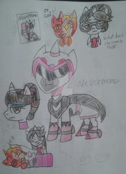 Size: 1024x1411 | Tagged: safe, artist:tobiisabunny, imported from derpibooru, raven, writing desk, oc, oc only, oc:daybreak flare, pony, inkwell, pink ranger, power rangers, solo, starry eyes, white ranger, wingding eyes